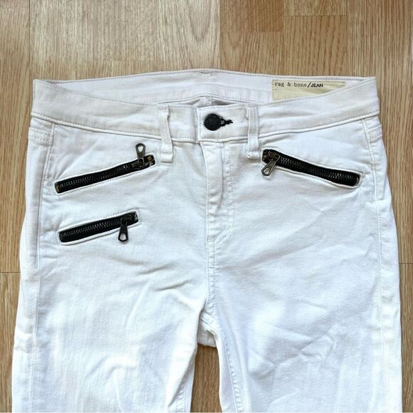 Rag & Bone Bright White Ankle Zip Skinny Jeans - Picture 6 of 14